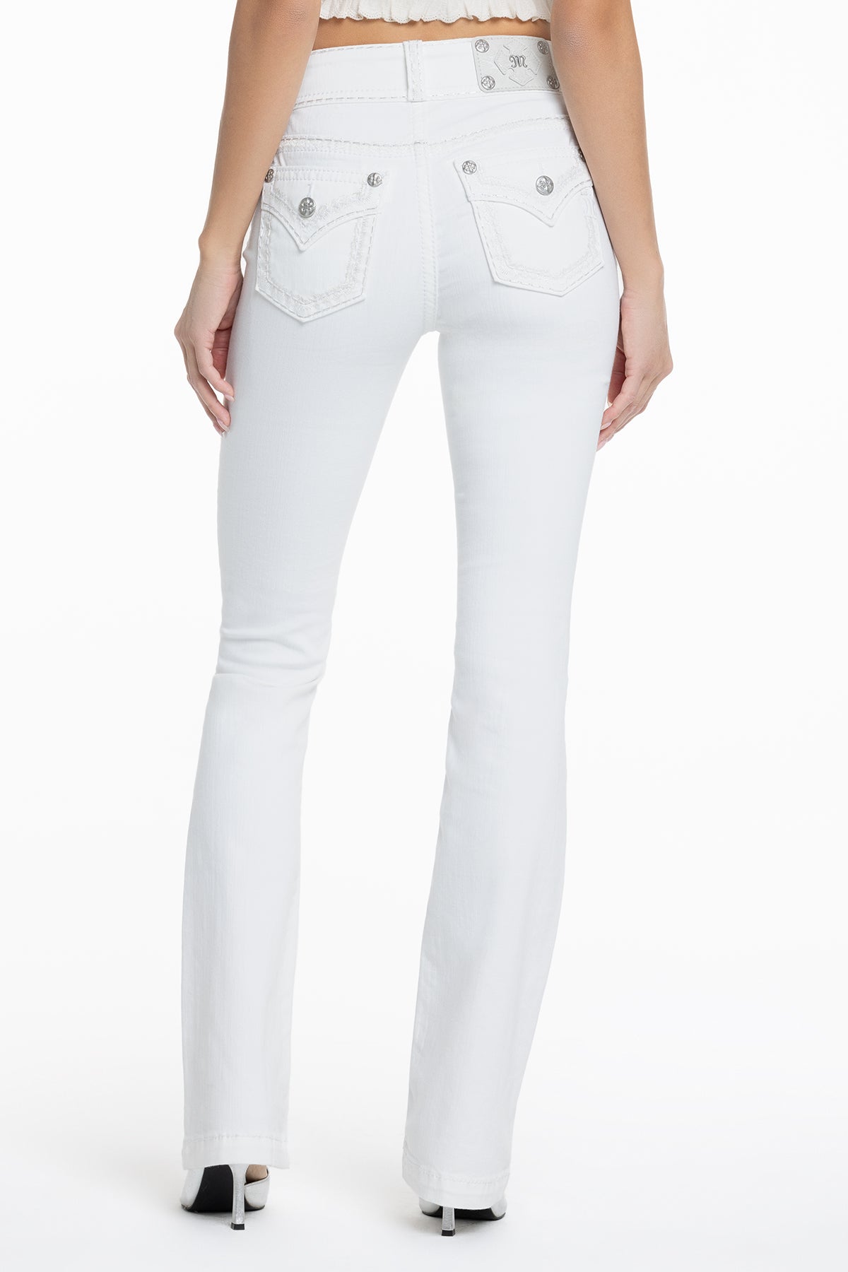 Adeline White Stitched Bootcut Jeans