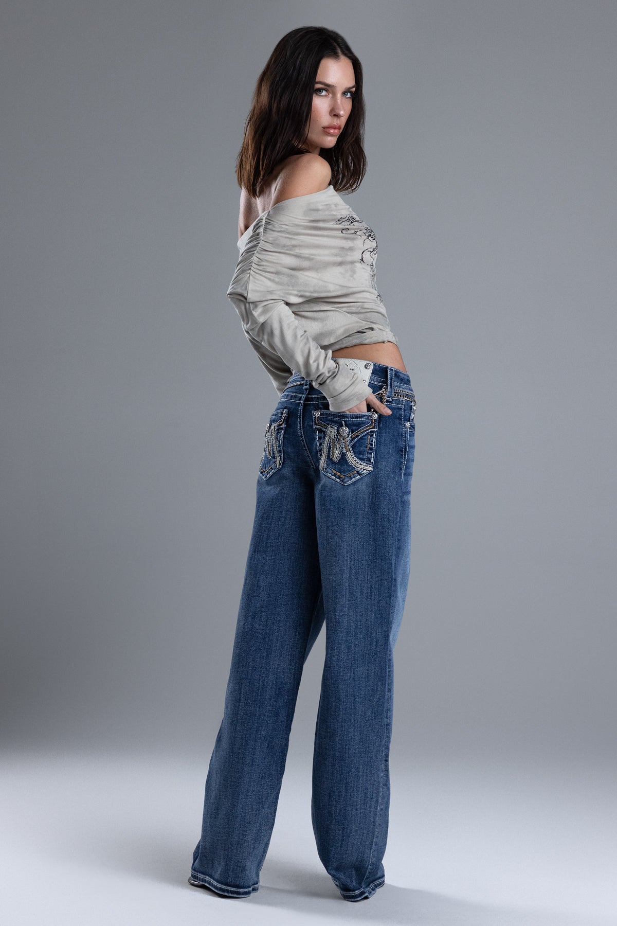 Maya Logo Wide Leg Jeans