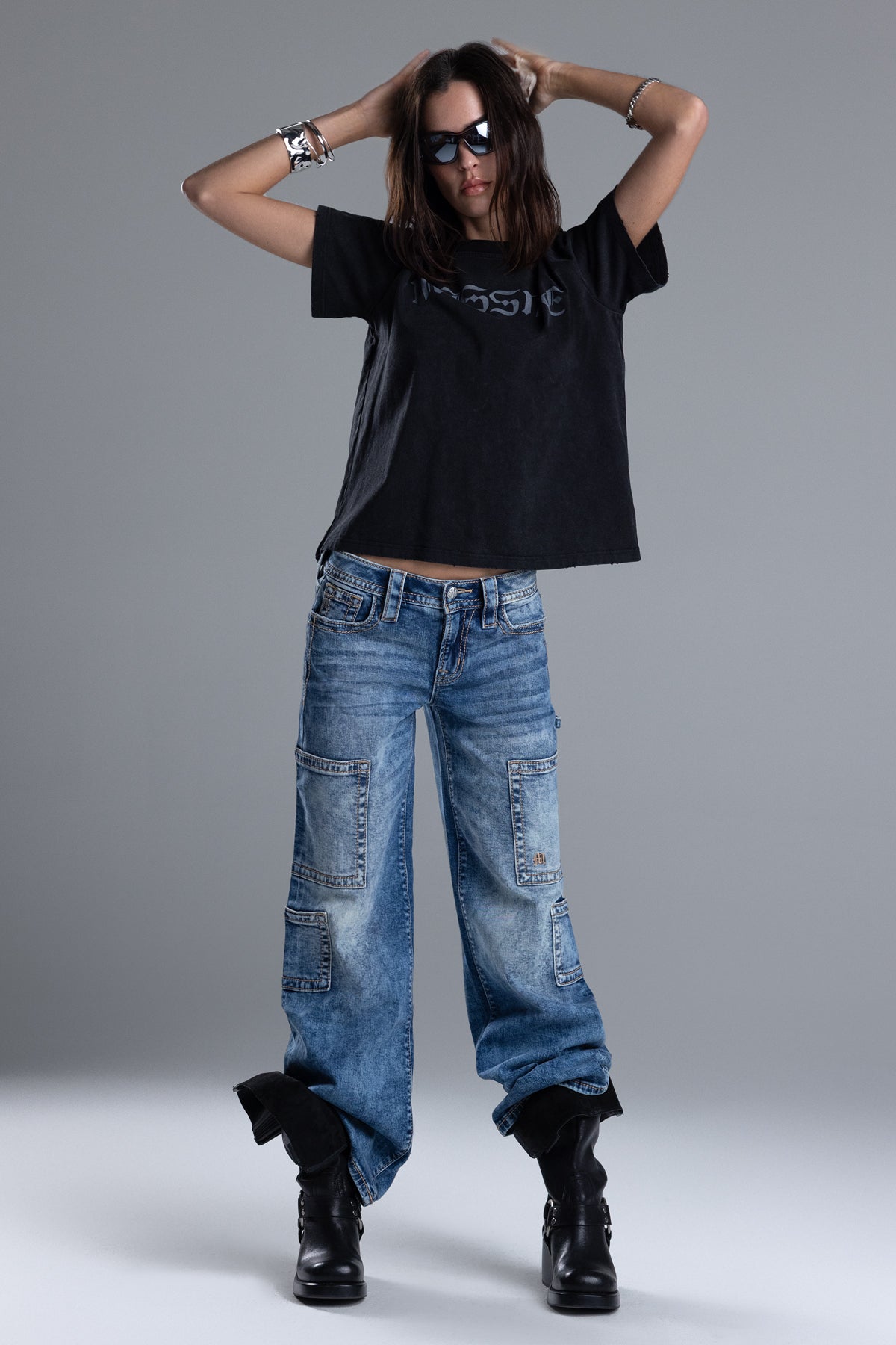 Cloud Acid Wash Utility Jeans