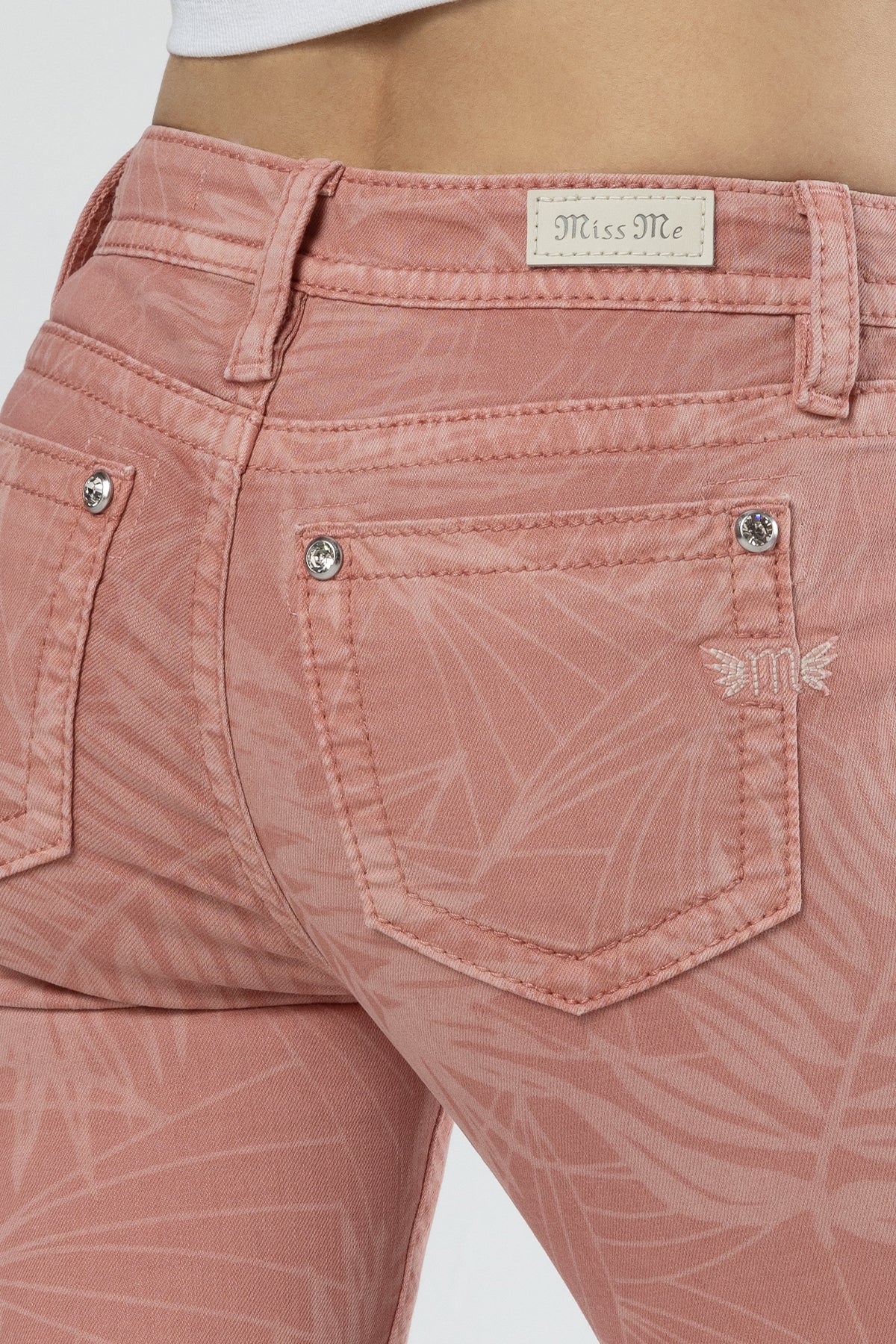 Coral Leaves Skinny Jeans