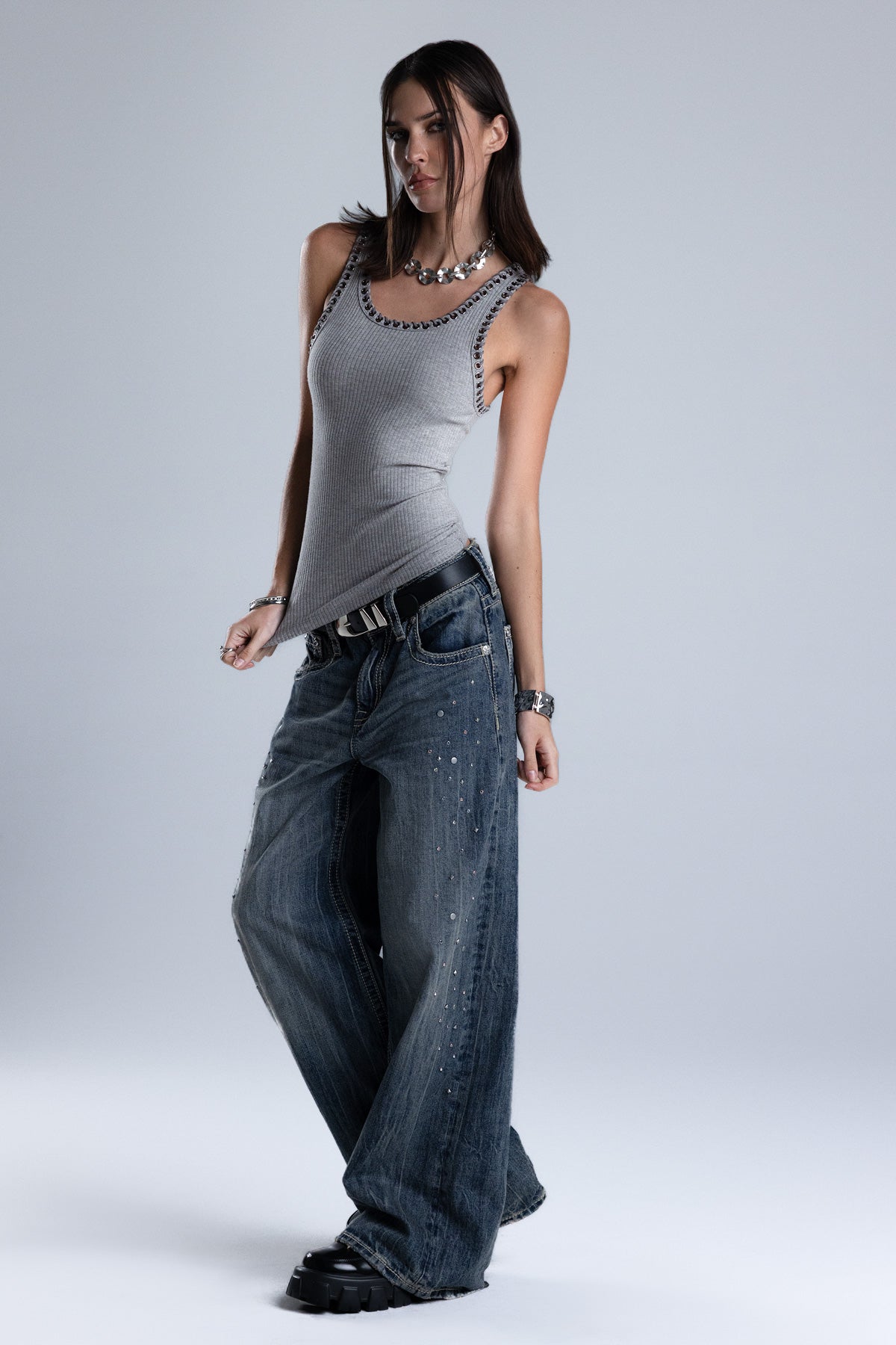Harmony Studded Baggy Jeans